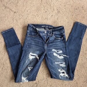 American Eagle Outfitters Women's Ripped Blue Skinny Jeans